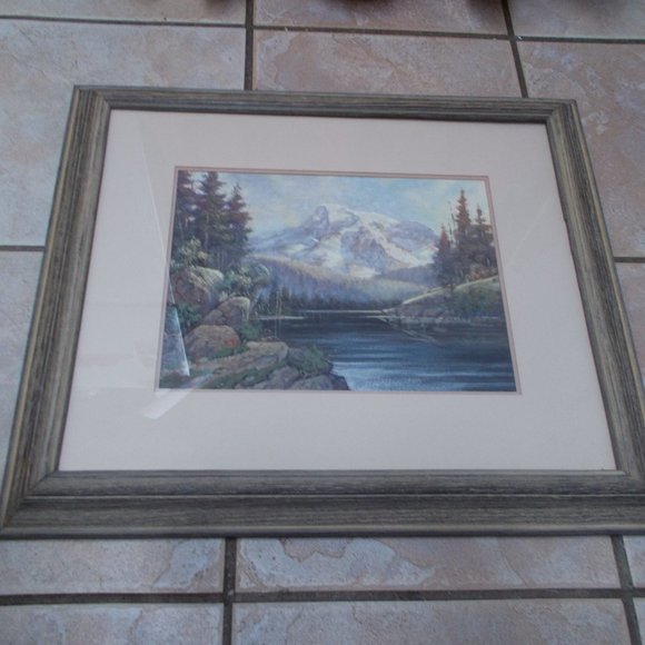 Vintage scenic print, signed, matted & framed - Picture 2 of 4